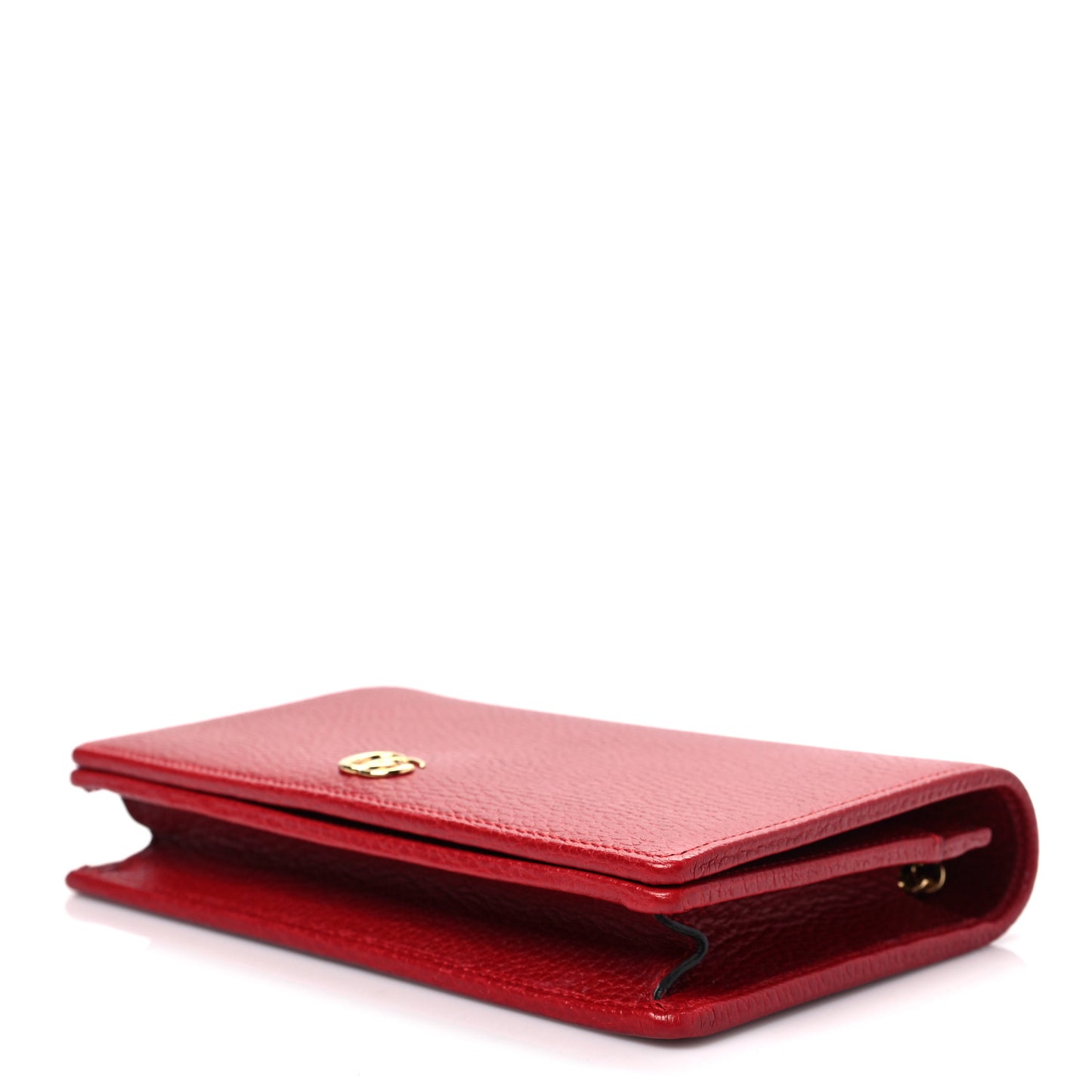Dollar Calfskin Mini GG Marmont Chain Wallet Hibiscus Red