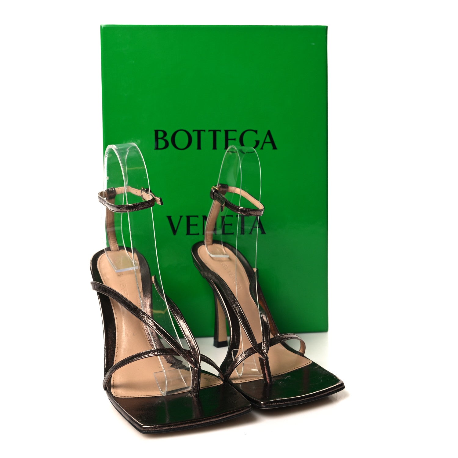 Bottega Veneta Metallic Lambskin Stretch Multi Strap 90mm Sandals 36.5 Fondant 9 of 9