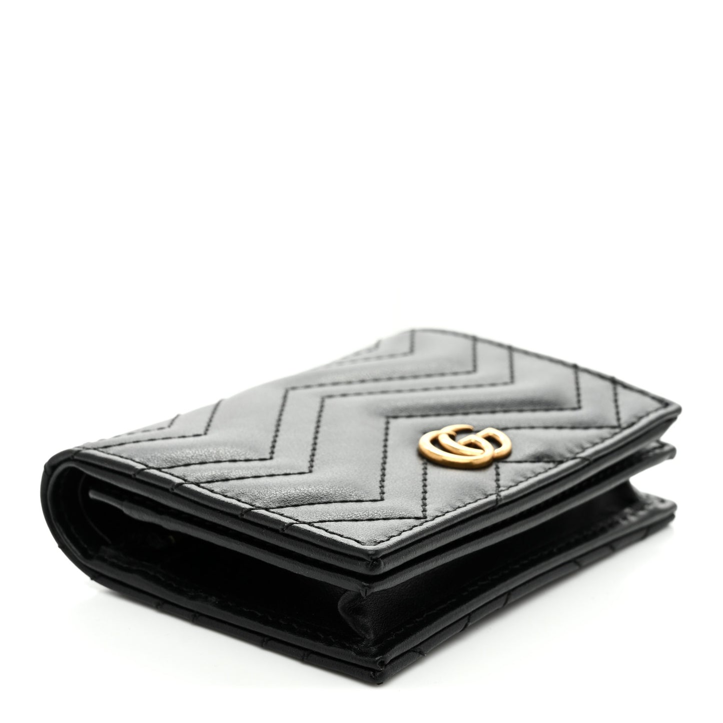 Calfskin Matelasse GG Marmont Card Case Wallet Black