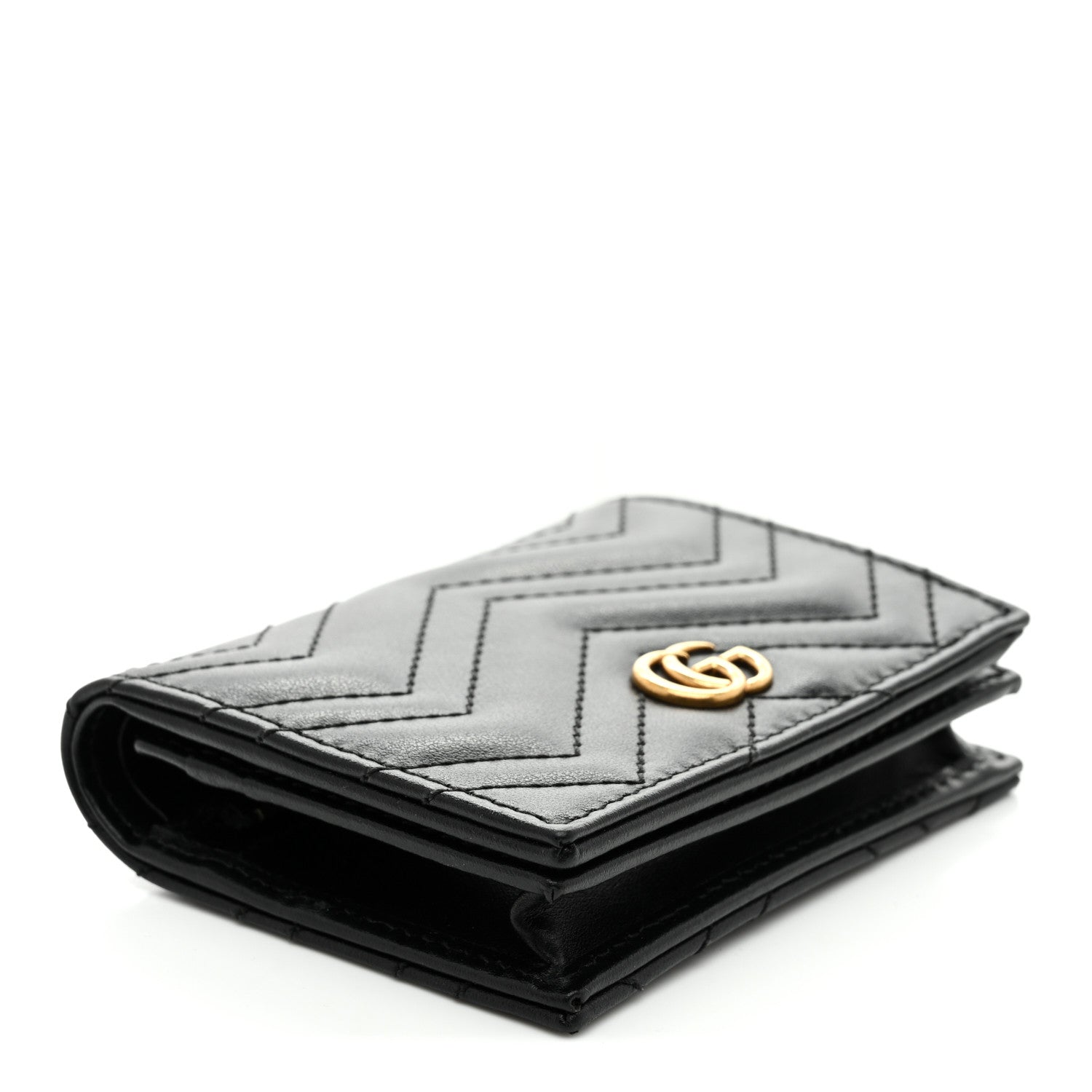 Gucci Calfskin Matelasse GG Marmont Card Case Wallet Black 4 of 8