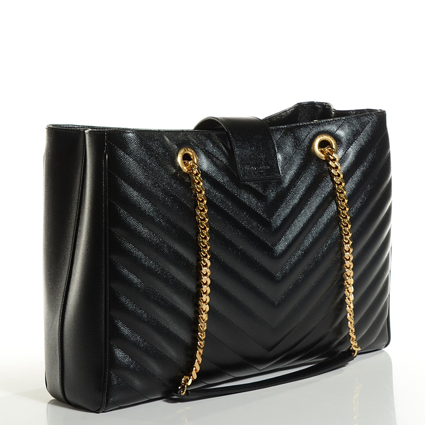 Grain De Poudre Matelasse Chevron Monogram Shopping Bag Black