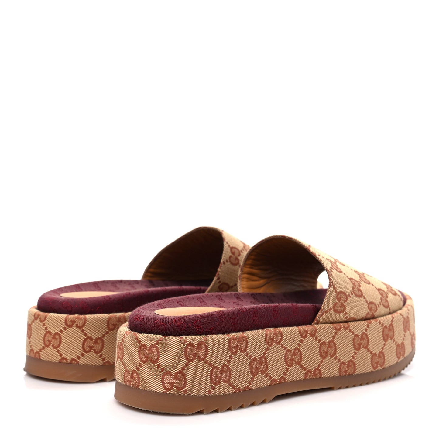 Canvas GG Monogram Angelina Platform Slide Sandals 39.5 Beige Ruggine