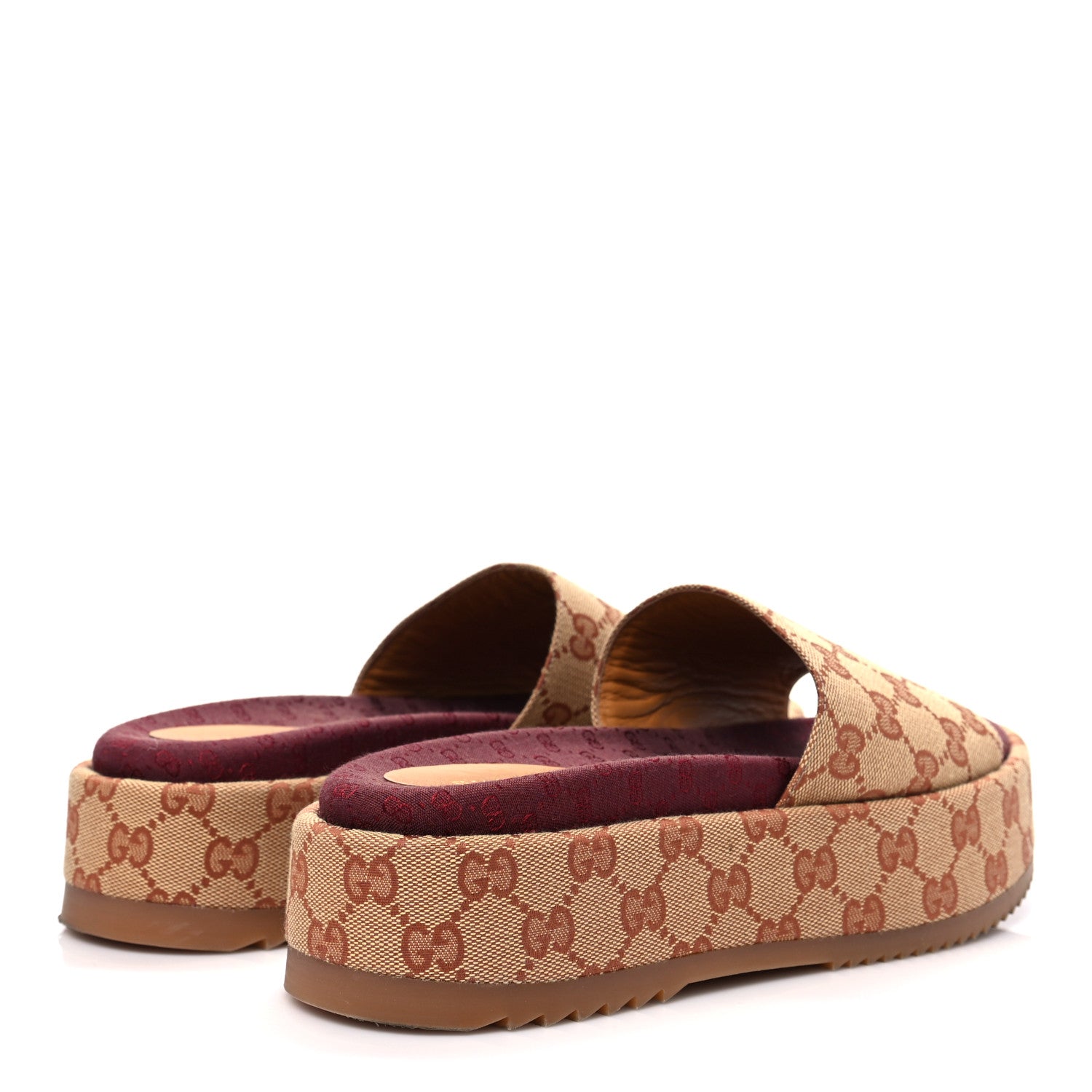 Gucci Canvas GG Monogram Angelina Platform Slide Sandals 39.5 Beige Ruggine 4 of 9