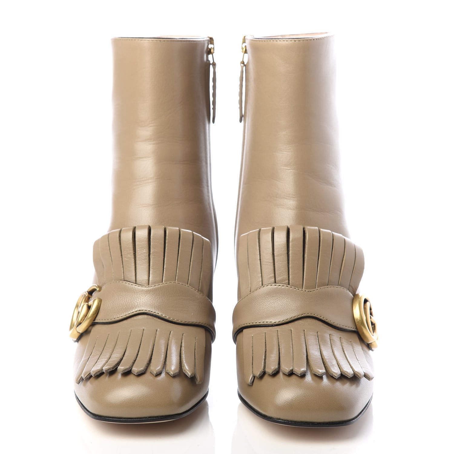 Gucci Malaga Kid GG Marmont Fringe 75mm Ankle Boots 37.5 Mud 2 of 11