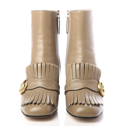 Gucci Malaga Kid GG Marmont Fringe 75mm Ankle Boots 37.5 Mud 2 of 11