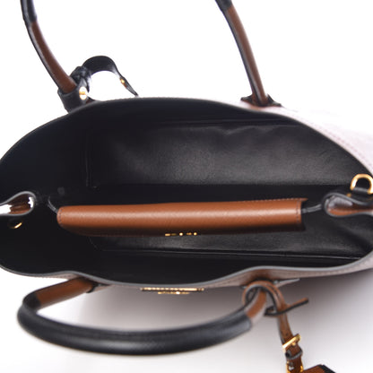 Prada Saffiano Cuir Medium Bi-Color Double Bag Palissandro Black 5 of 9