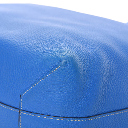 Hermes Taurillon Clemence Double Sens 45 Reversible Tote Bleu Zanzibar Ultraviolet 15 of 17