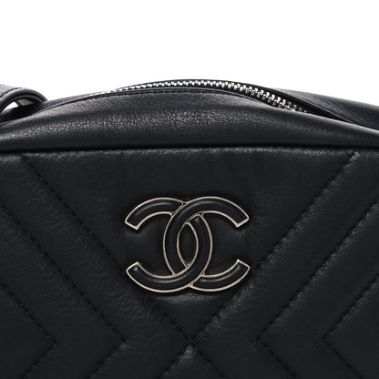 Chanel Calfskin Diagonal Chevron Quilted Tassel Camera Case Black 8 of 10