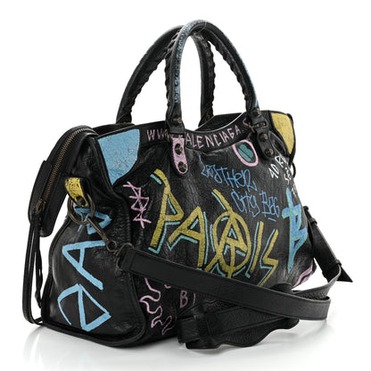 Balenciaga Agneau Graffiti All Over Classic Hardware City Black Multicolor 4 of 11