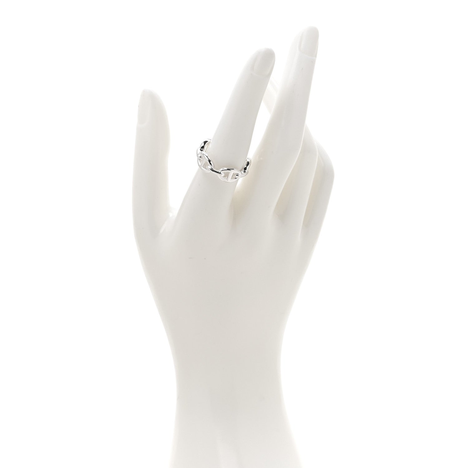 Hermes Sterling Silver PM Chaine d'Ancre Enchainee Band Ring 56 7.5 2 of 7