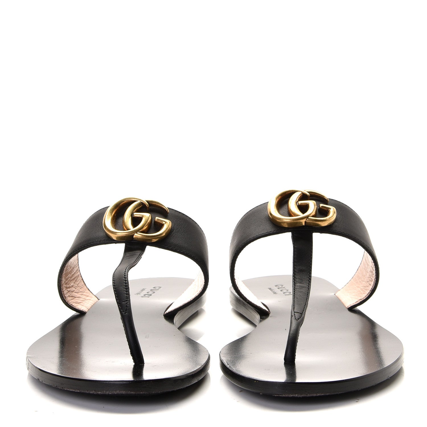 Gucci Calfskin GG Marmont Thong Sandals 38 Black 5 of 11