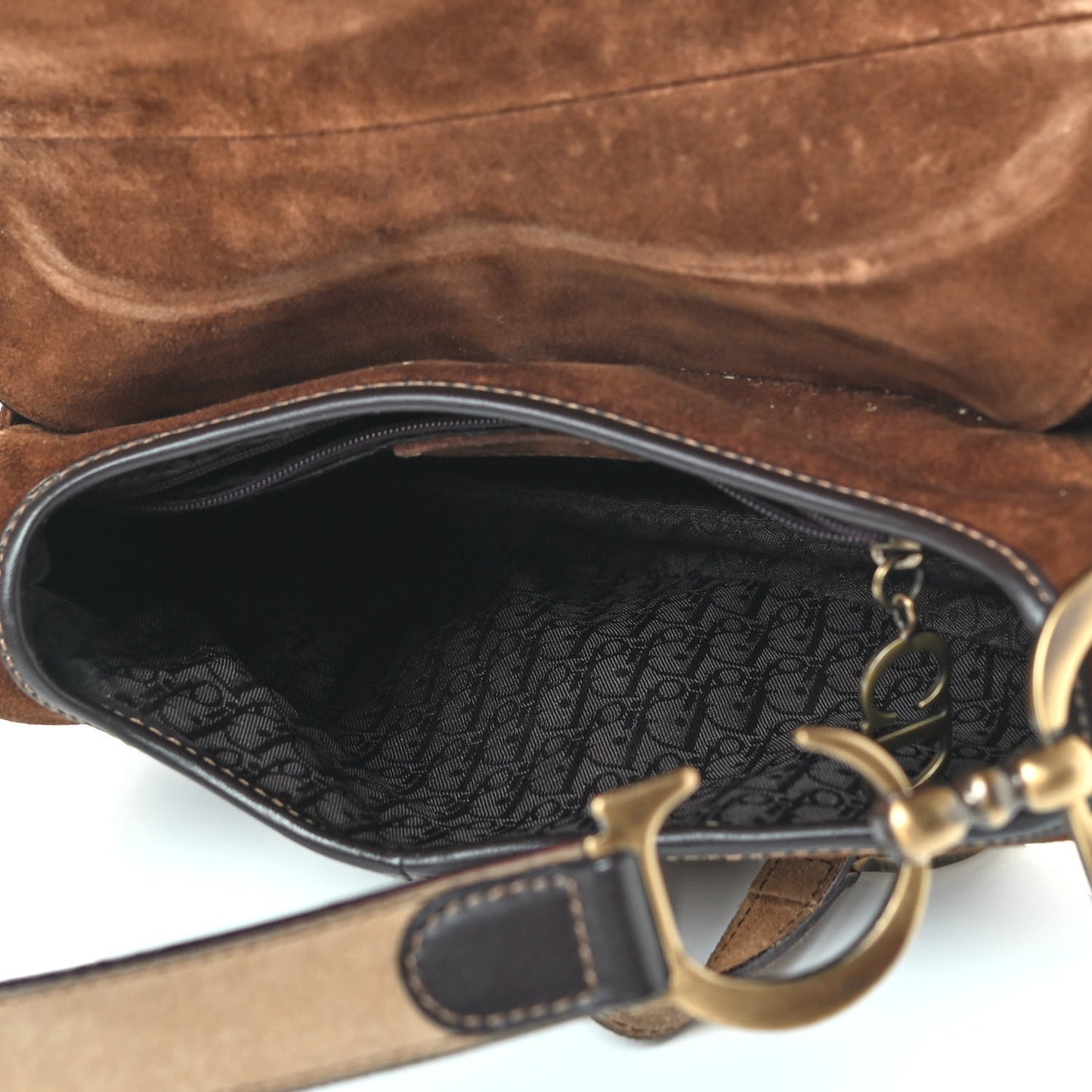 Pony Hair Suede Saddle Bag Brown