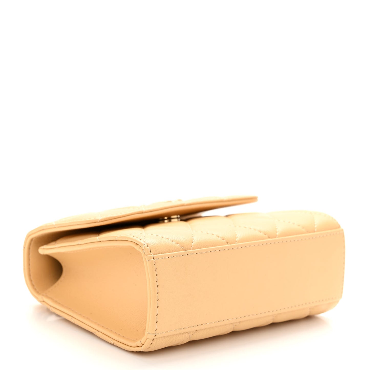 Lambskin Pearl Enamel Quilted Pearly Girl Handle Flap Clutch With Chain Yellow