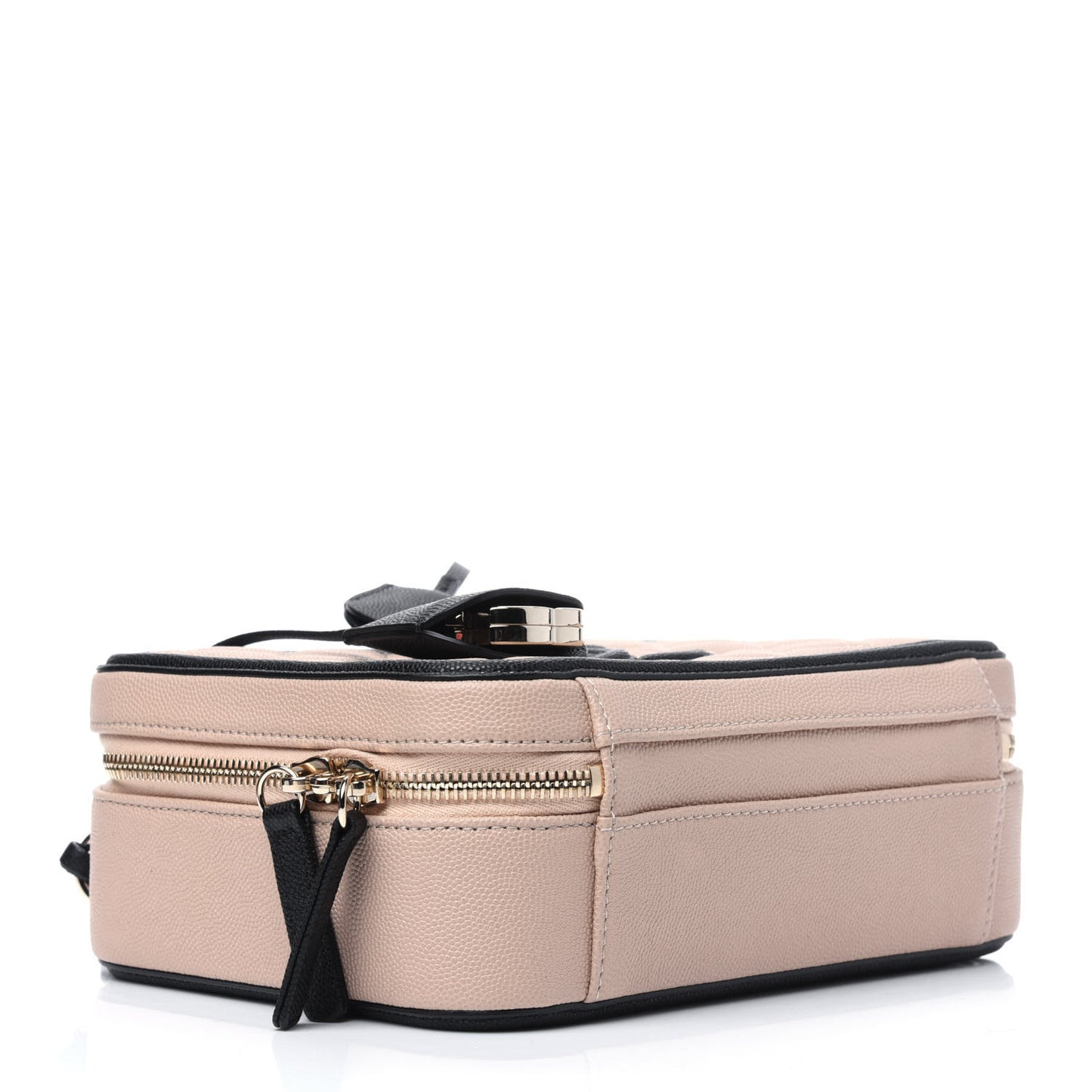 Caviar Quilted Medium CC Filigree Vanity Case Beige Black