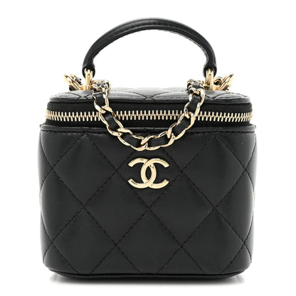 Chanel Lambskin Quilted Top Handle Mini Vanity Case With Chain Black 1 of 11