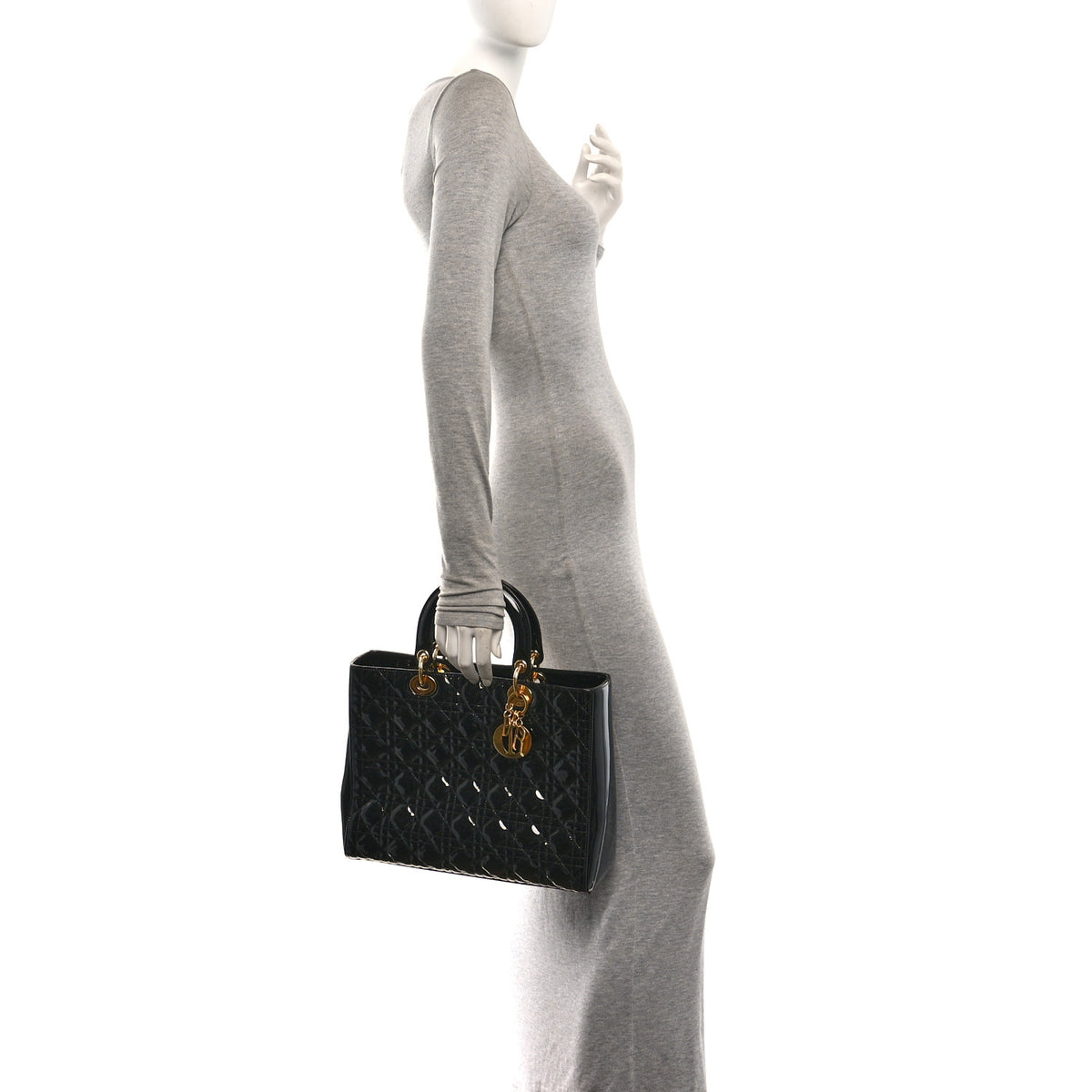 Christian Dior Patent Cannage Large Lady Dior Black 2 of 11