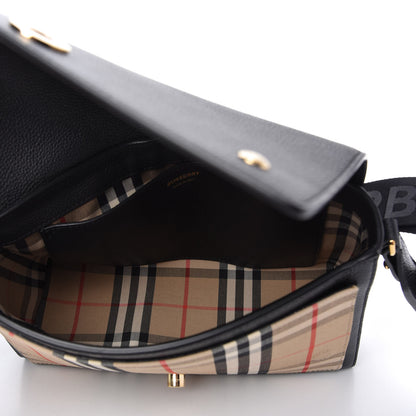 Burberry Grainy Calfskin Vintage Check Note Crossbody Bag Black 5 of 11