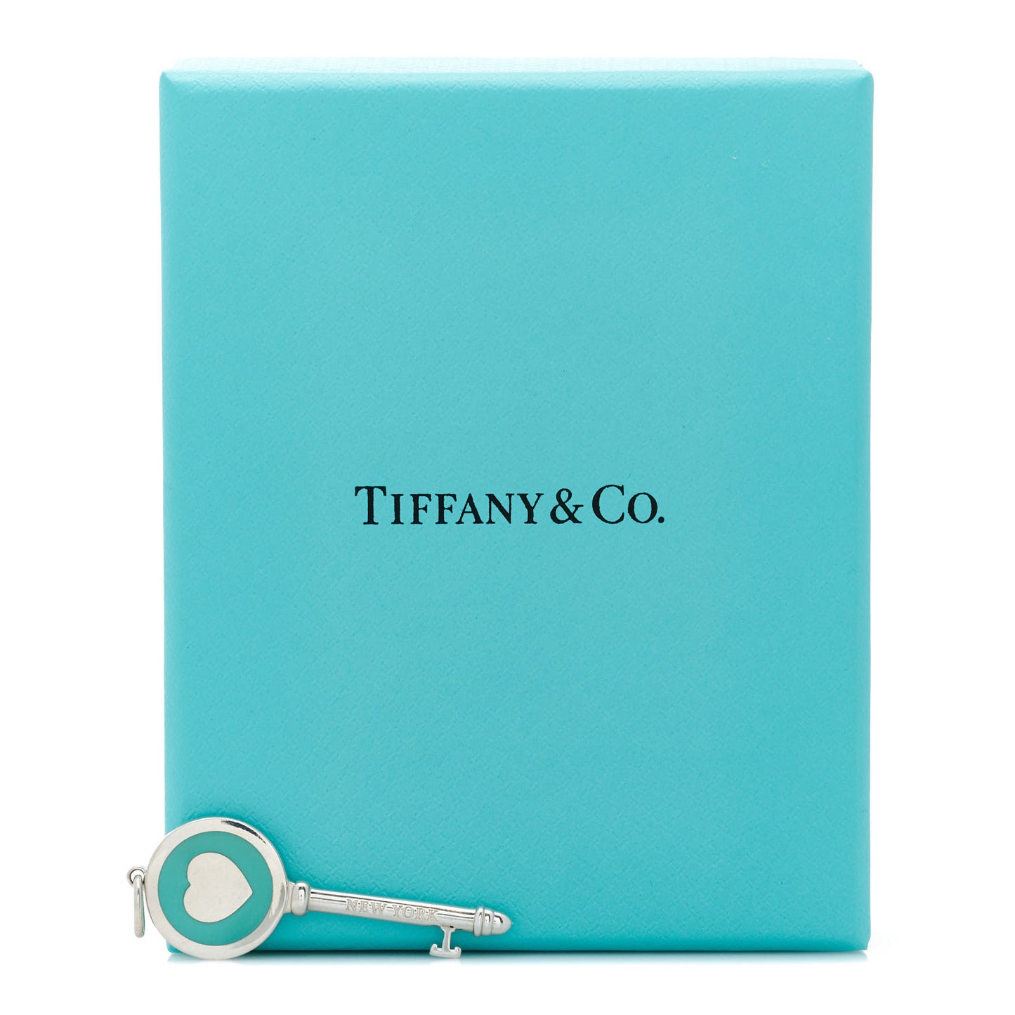 Sterling Silver Enamel Heart Key Pendant Blue
