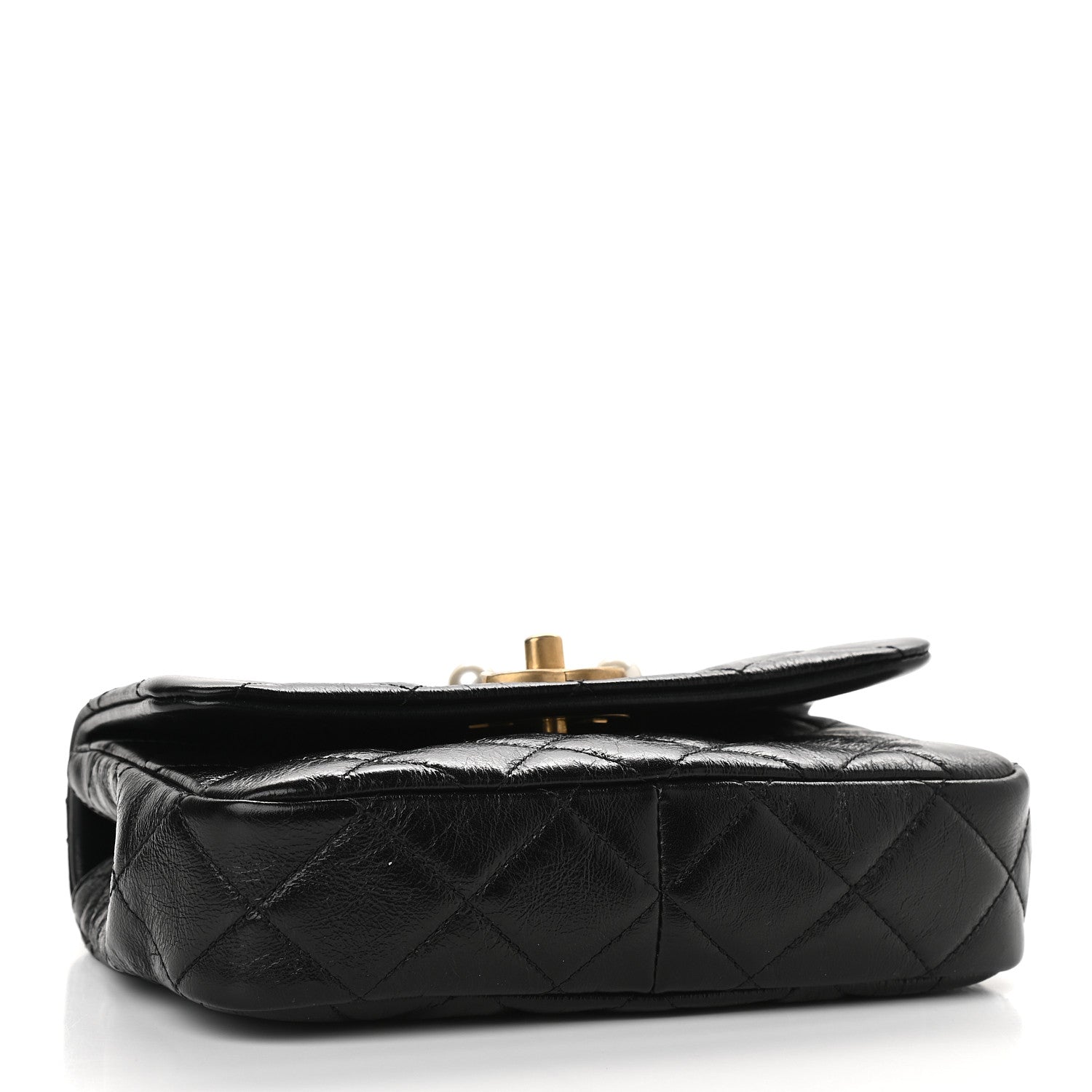 Chanel Glazed Calfskin Quilted Mini Pearl Side Flap Black 4 of 9