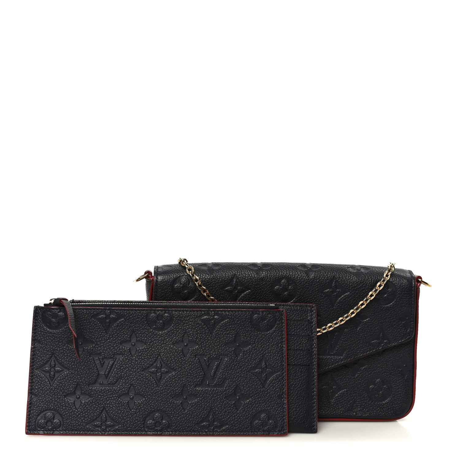 Louis Vuitton Empreinte Pochette Felicie Chain Wallet Marine Rouge 3 of 15
