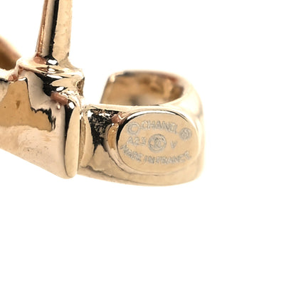 Chanel Metal Crystal Coco Script CC Climber Earrings Gold 4 of 5
