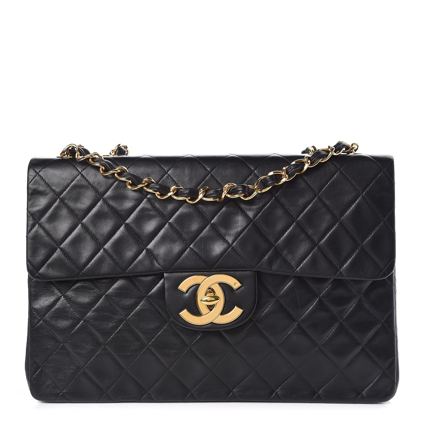 Chanel Lambskin Quilted XL Jumbo Single Flap Black 1 of 17