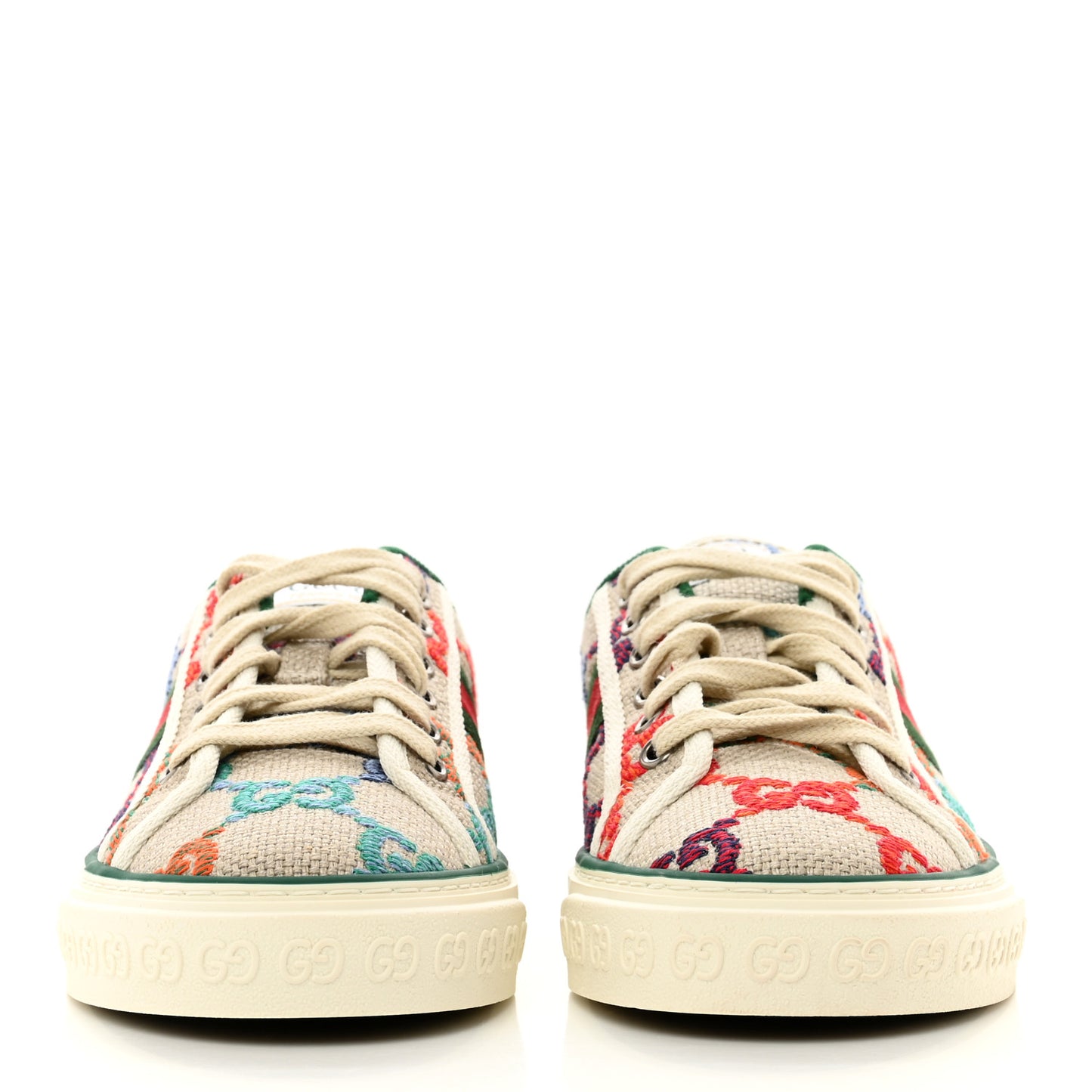 Linen Psychedelic Mini GG Monogram Womens 1977 Tennis Sneakers 38.5 Multicolor Mystic White