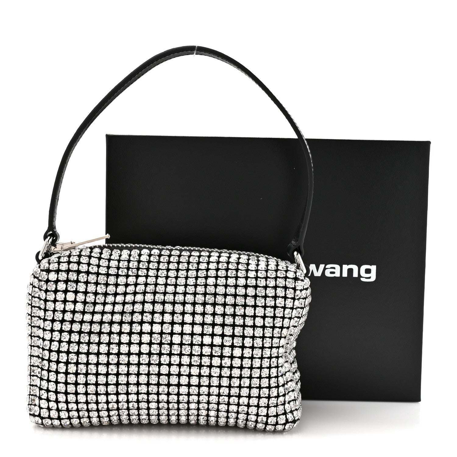 Alexander Wang Mesh Crystal Rhinestone Mini Heiress Pouch Black Silver 10 of 10
