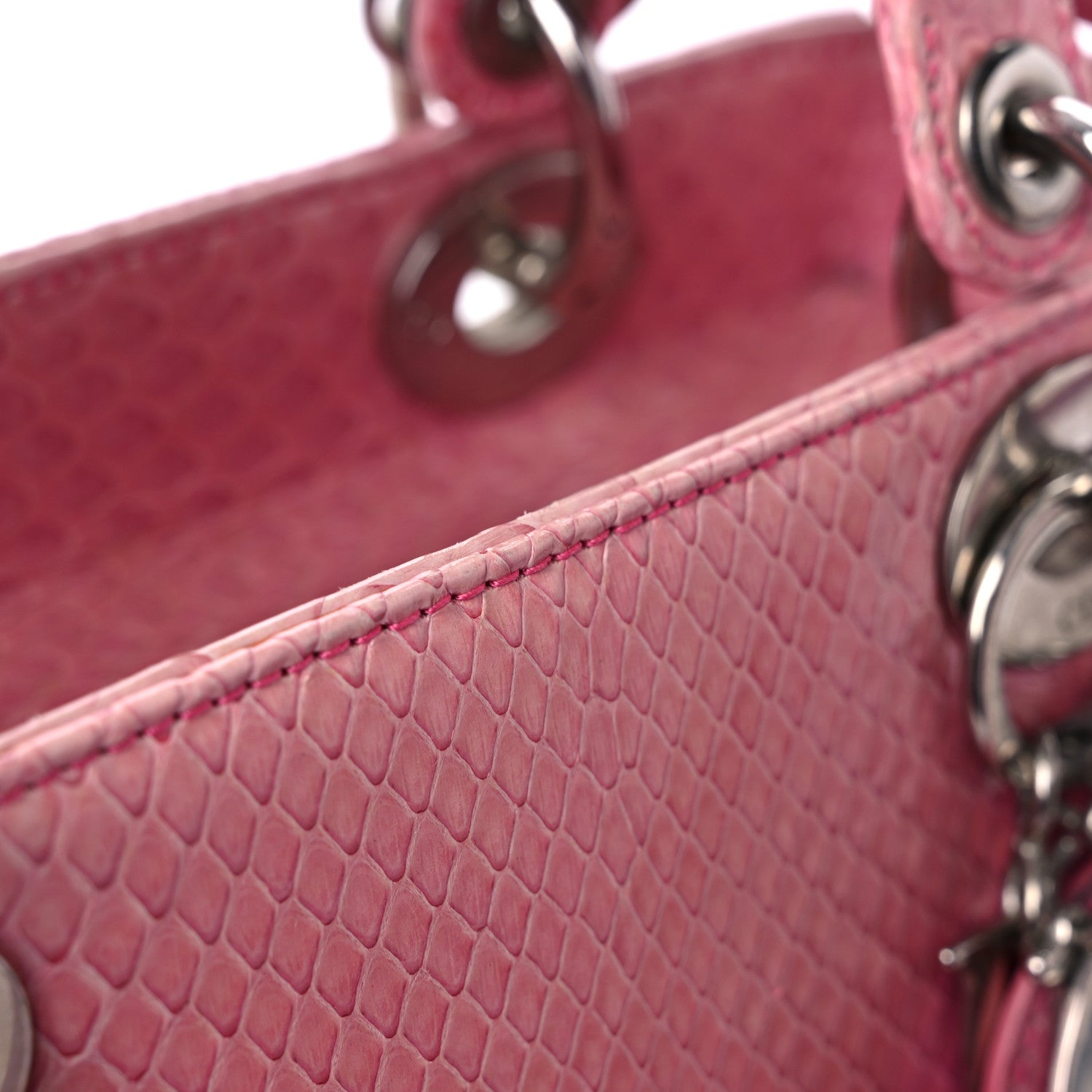 Christian Dior Python Medium Lady Dior Pink 16 of 25
