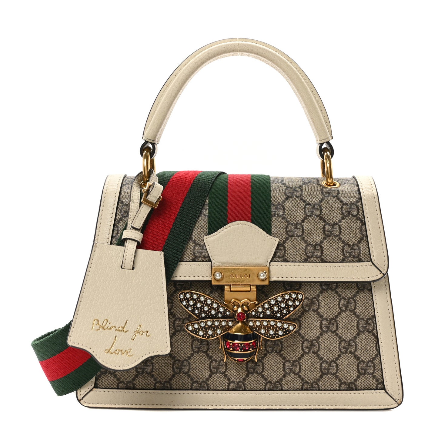 GG Supreme Monogram Small Queen Margaret Top Handle Bag White