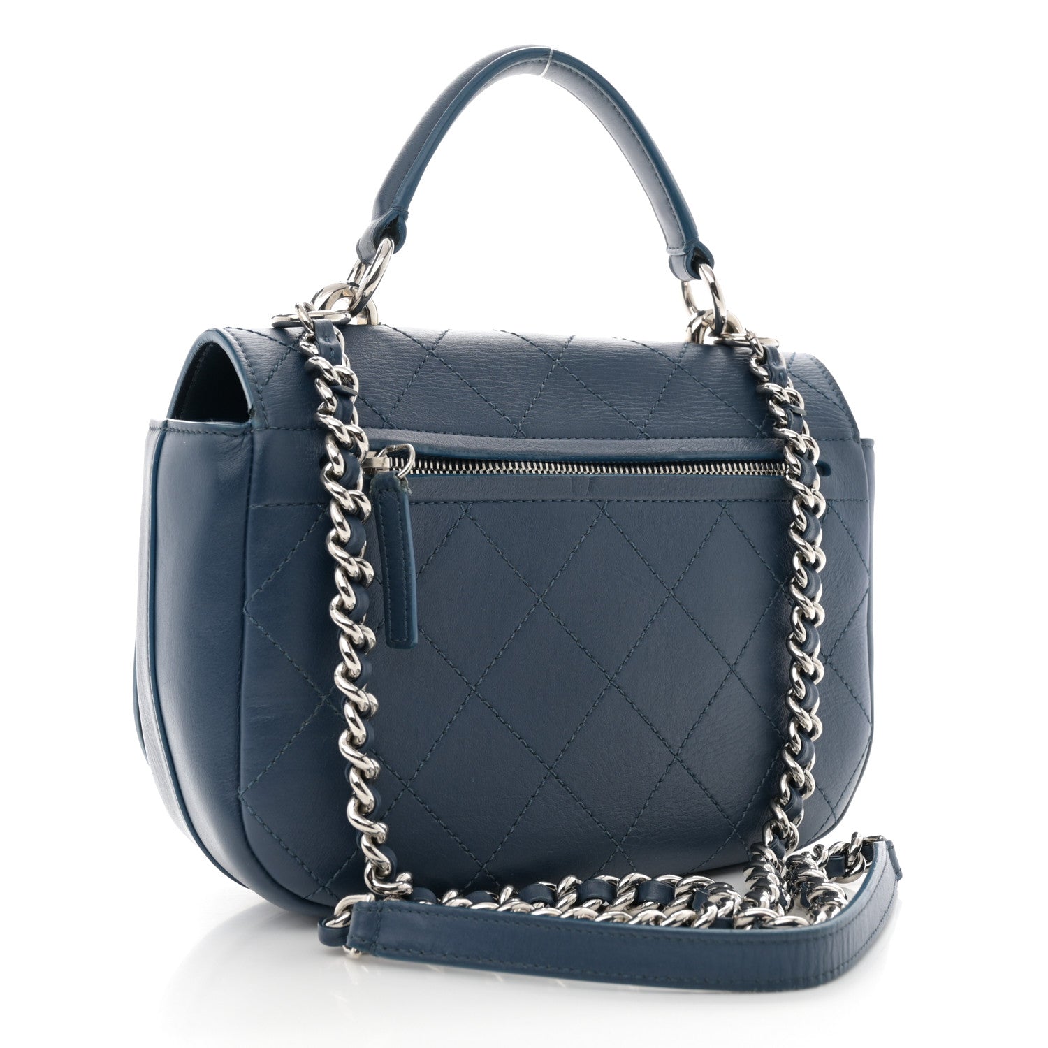 Chanel Calfskin Stitched Ring My Bag Flap Crossbody Navy 3 of 13