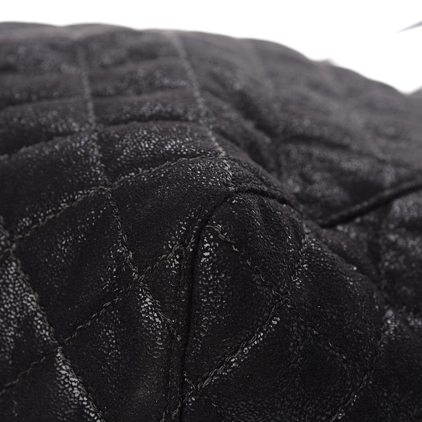 Shaggy Deer Quilted Falabella Shopper Tote Black