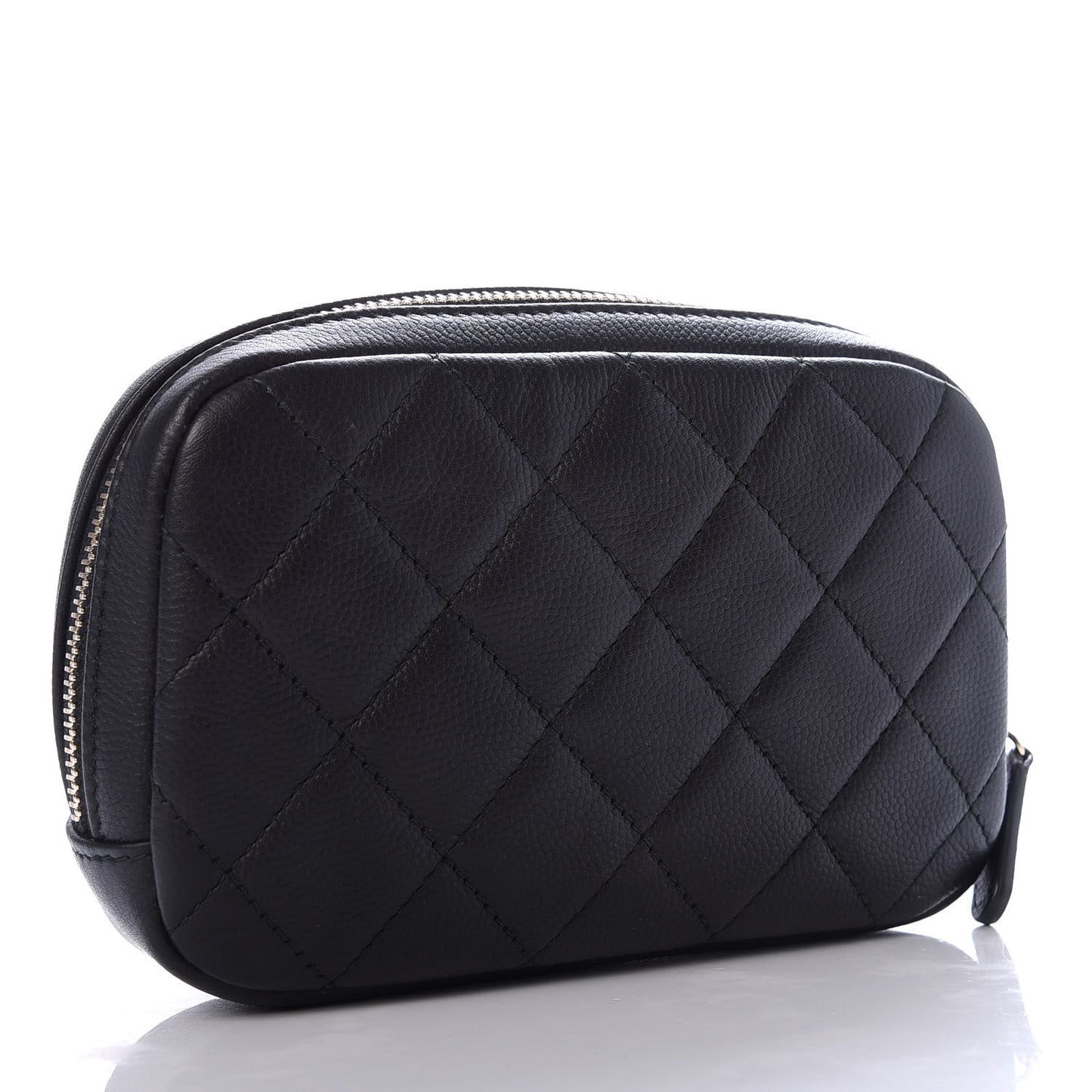 Caviar Quilted Small Curvy Pouch Cosmetic Case Black