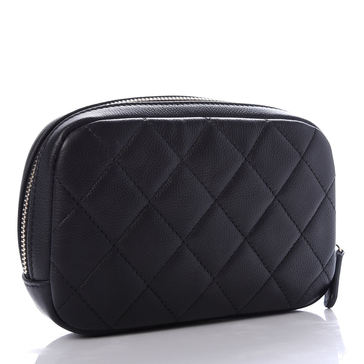 Chanel Caviar Quilted Small Curvy Pouch Cosmetic Case Black 3 of 8