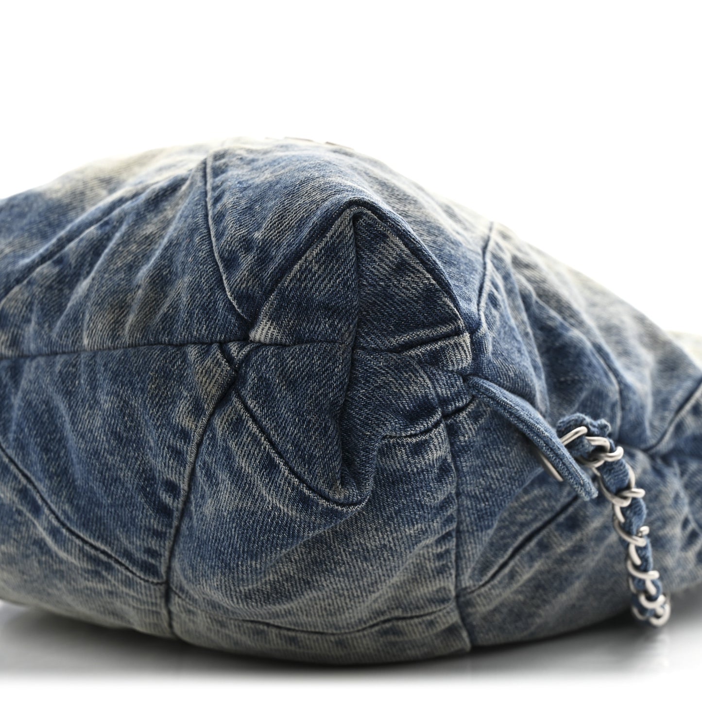Denim Quilted Chanel 22 Backpack Blue