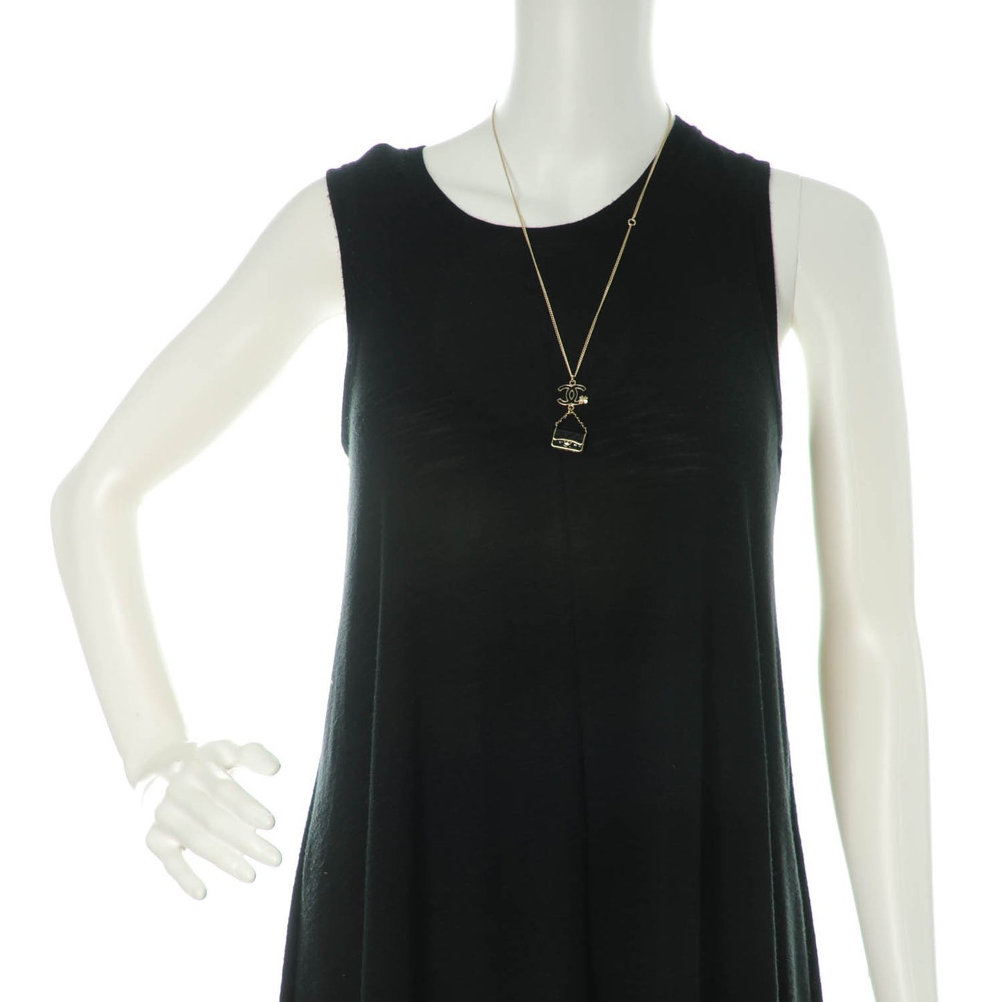 Enamel Charming Chic Classic Flap CC Charm Necklace Black