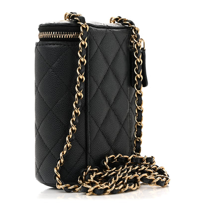 Chanel Caviar Quilted Small Vertical Coco Beauty Vanity Case With Chain Black 3 of 12