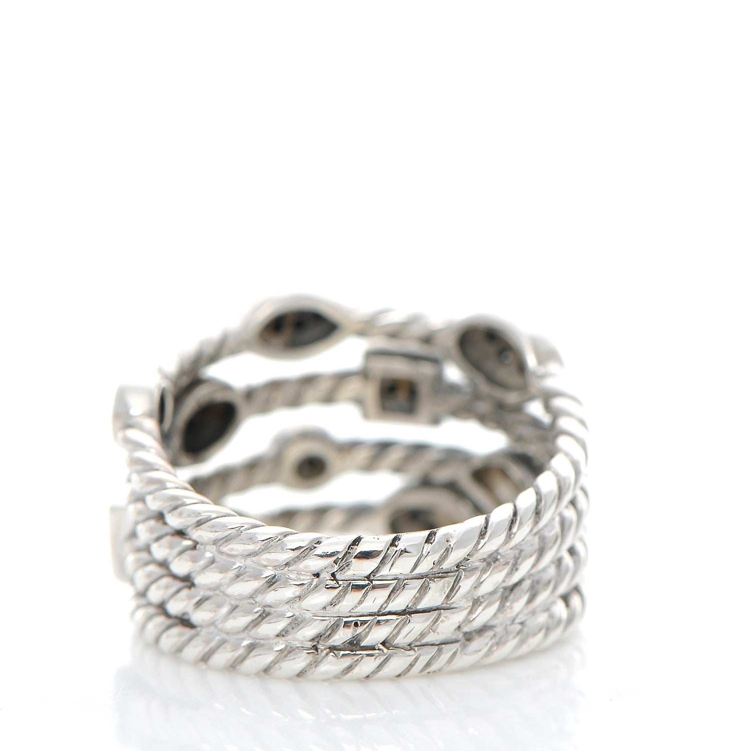 David Yurman Sterling Silver Black Diamond Confetti 4 Row Ring 55.5 7.5 4 of 5
