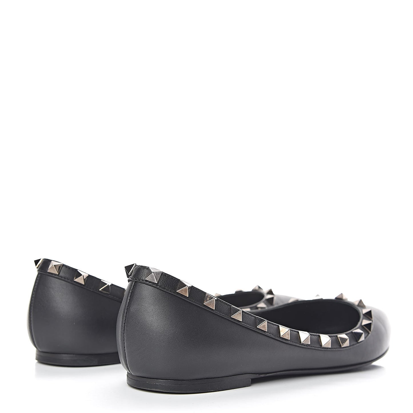 Calfskin Rockstud Ballerina Flats 38 Black