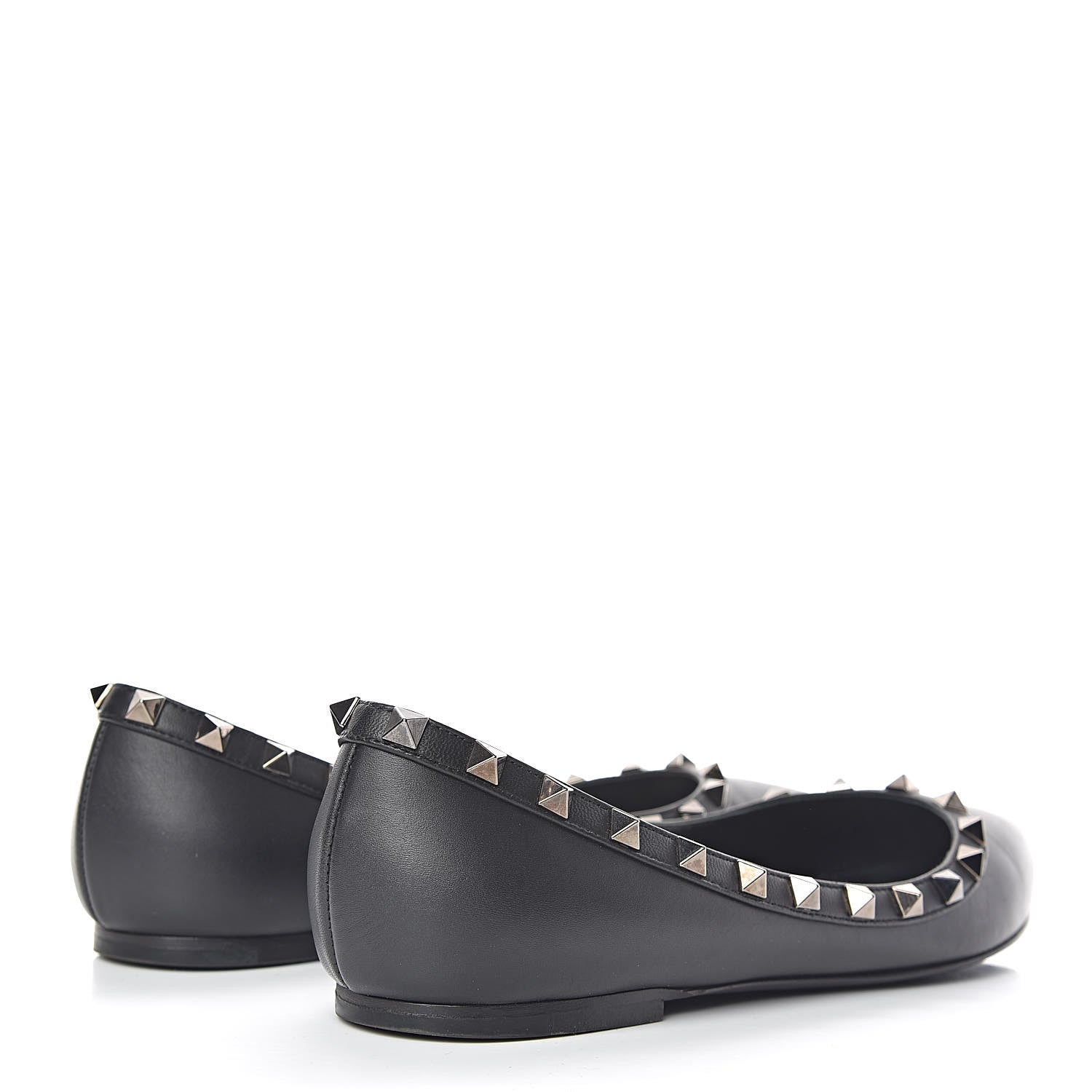 Valentino Garavani Calfskin Rockstud Ballerina Flats 38 Black 4 of 13