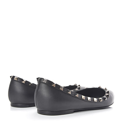Valentino Garavani Calfskin Rockstud Ballerina Flats 38 Black 4 of 13