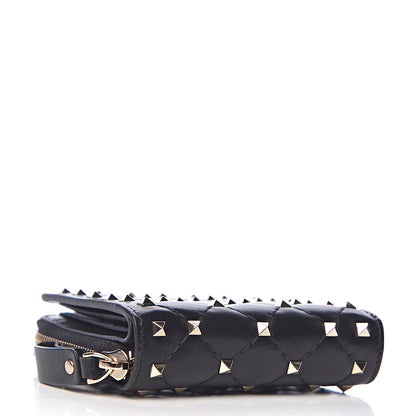 Valentino Garavani Nappa Rockstud Spike Compact Zip Around Wallet Black 4 of 9
