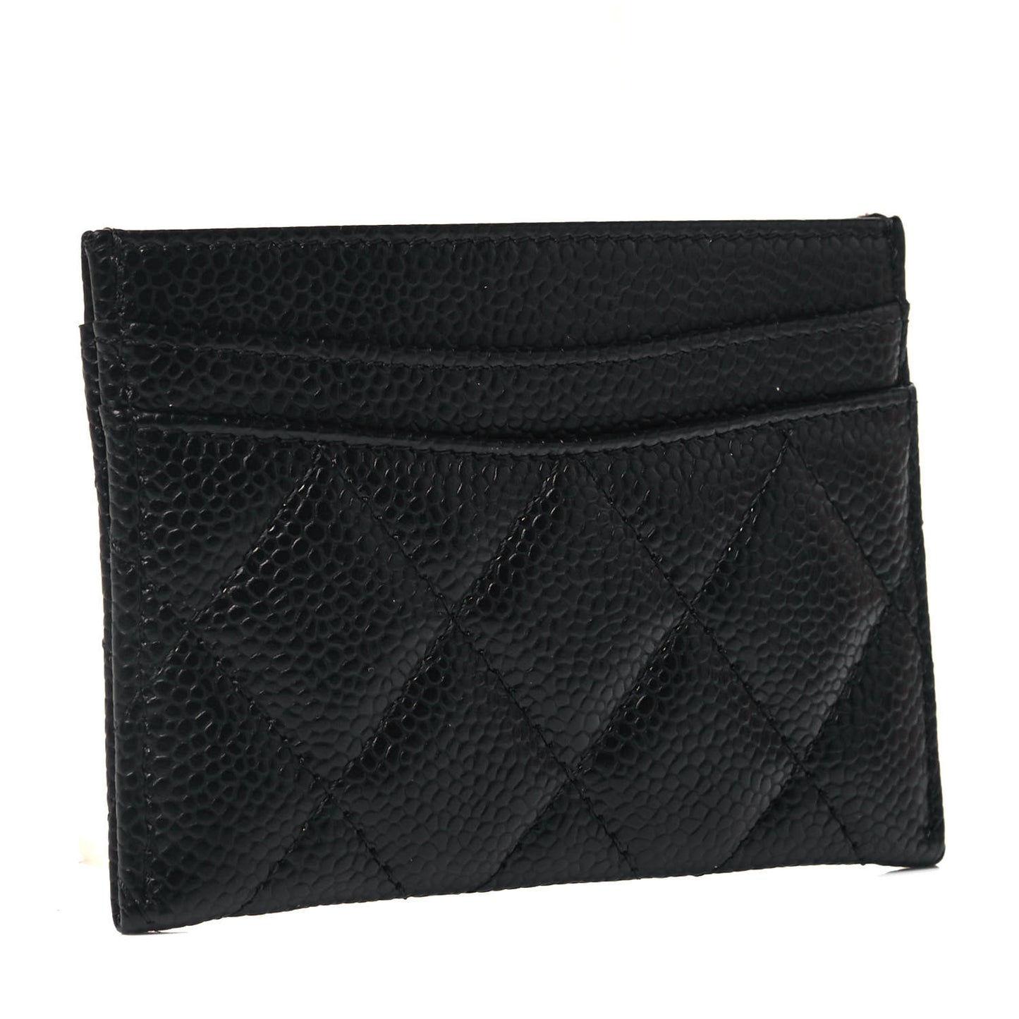 Caviar Quilted Card Holder Black