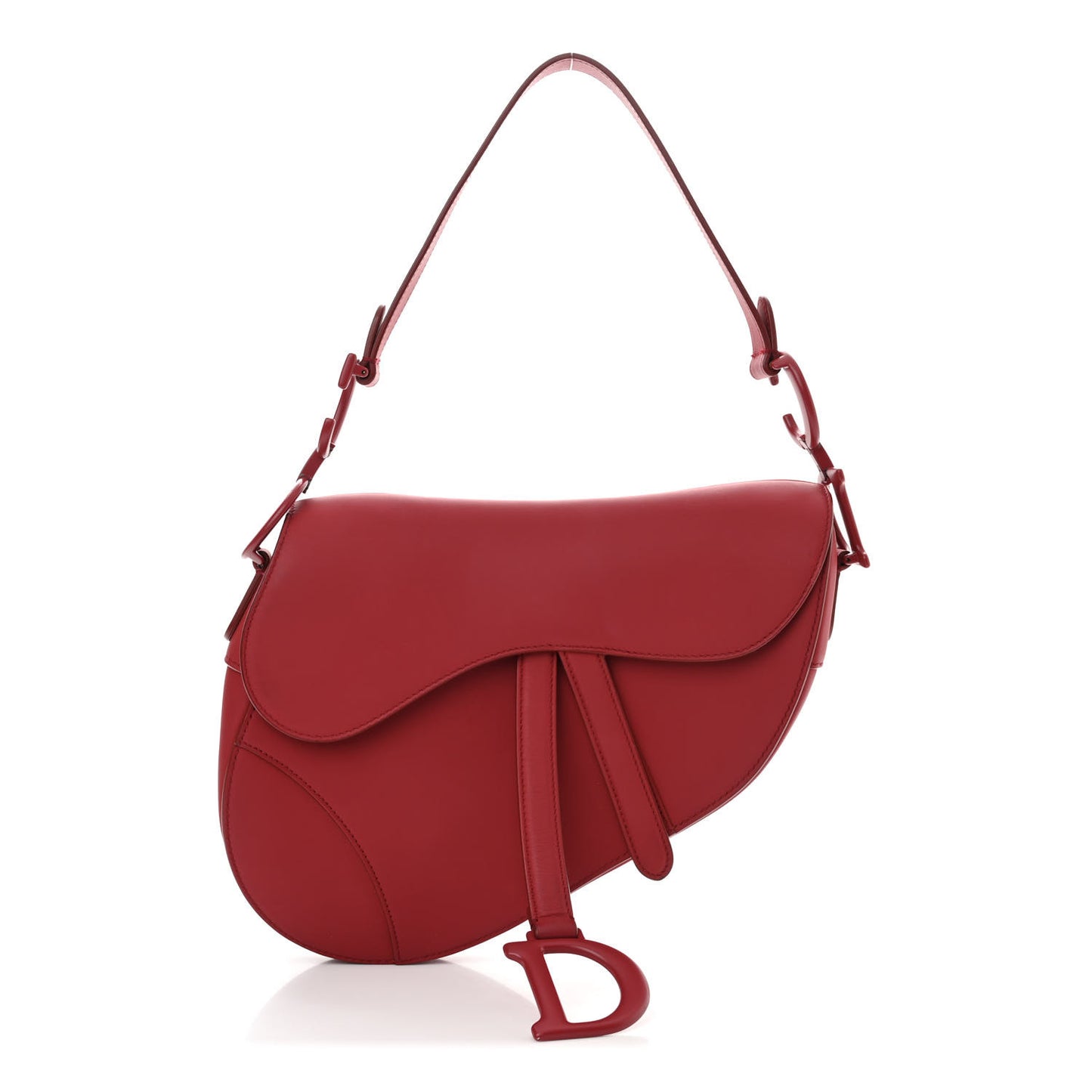 Ultra Matte Calfskin Saddle Bag Red