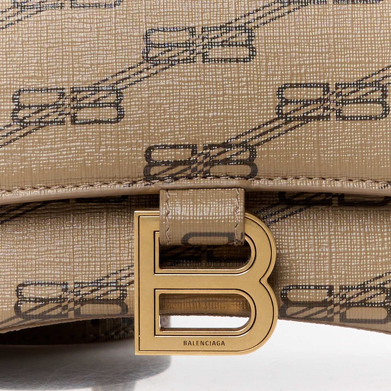 Balenciaga Coated Canvas BB Monogram Small Hourglass Top Handle Bag Beige Brown 9 of 11