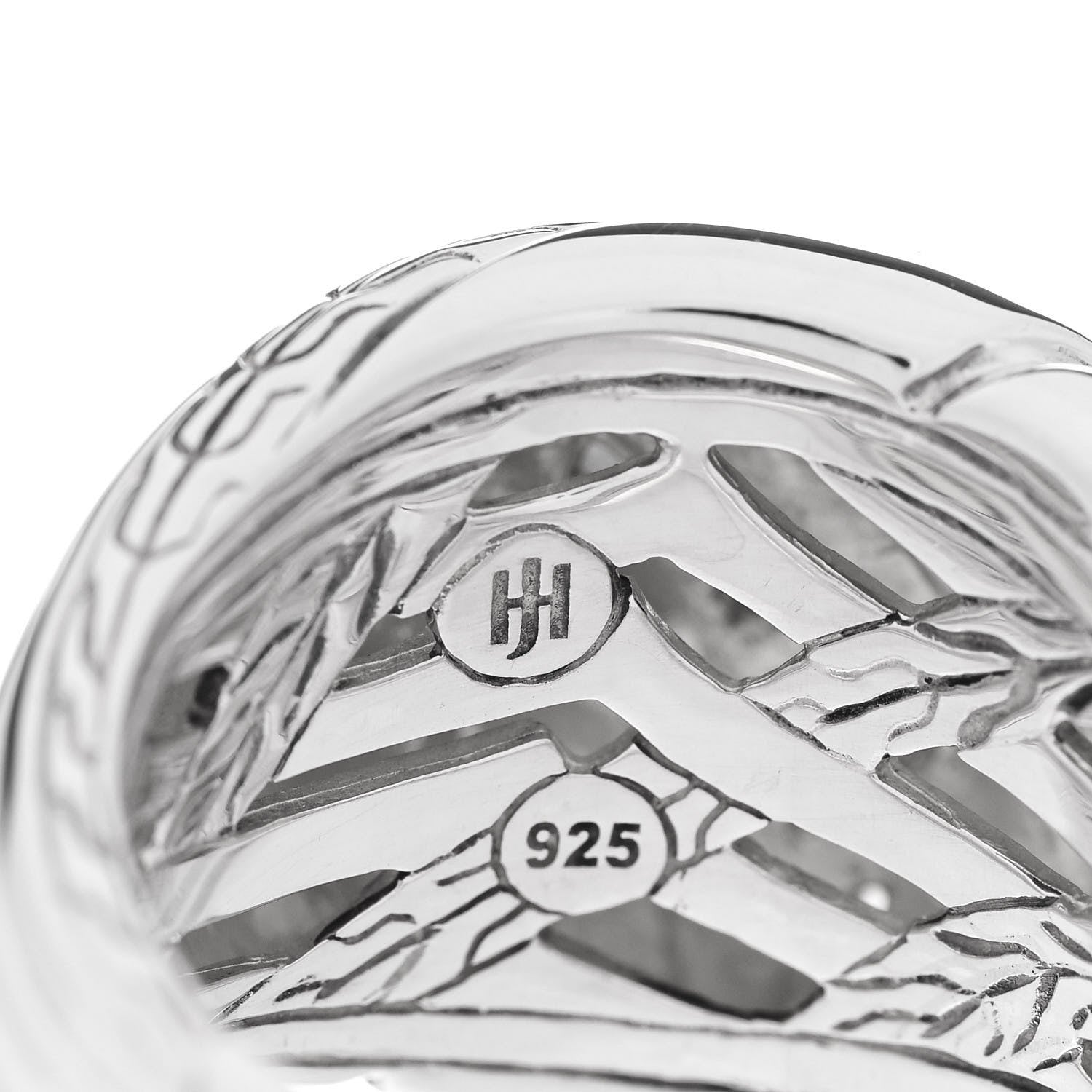 John Hardy Sterling Silver Grey Diamond Lahar Dome Ring 54 7 5 of 7