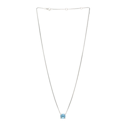 David Yurman Sterling Silver Diamond Blue Topaz 9mm Petite Chatelaine Pendant Necklace 3 of 5