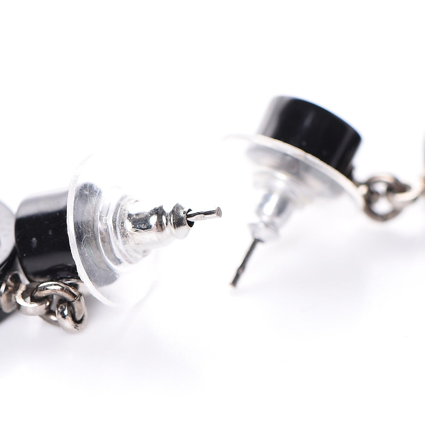 Resin CC Drop Earrings Black