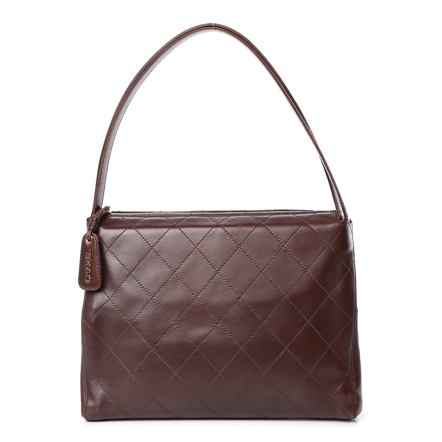 Chanel Lambskin Diamond Stitched Shoulder Bag Brown 1 of 22