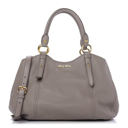 Miu Miu Vitello Daino Top Handle Tote Argilla 1 of 12